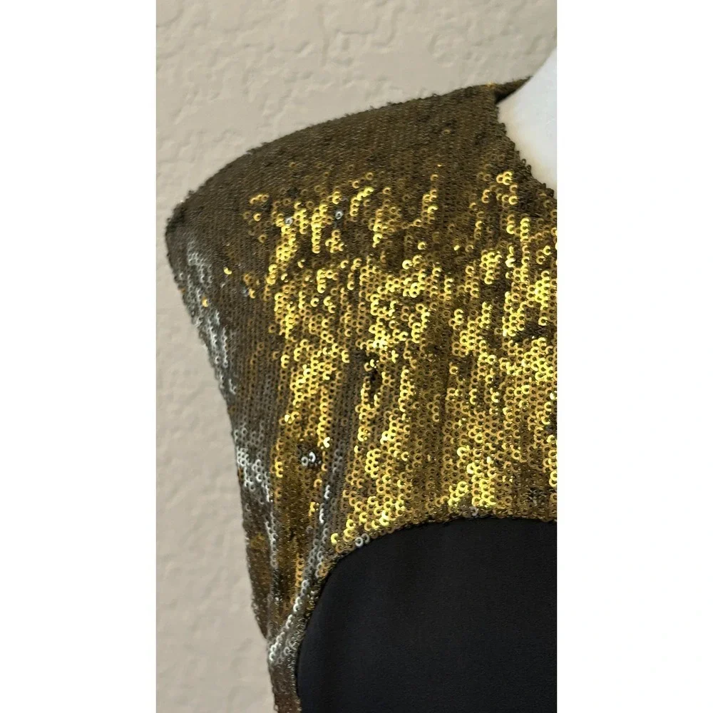 Ted Baker London Langley Gown Maxi Dress Size 2 Black Gold Sequins Holiday HOCO - Picture 4 of 11